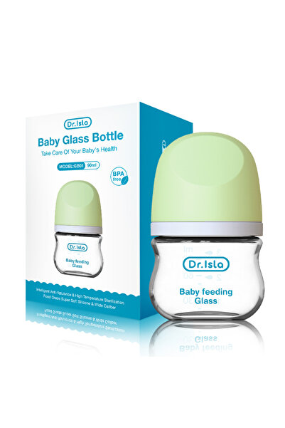 dr.Isla زجاجات رضاعة خضراء سعة 90 مل، الأكثر مبيعًا، زجاجات رضاعة زجاجية واسع...