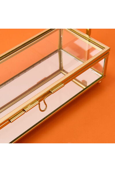 Simple Living Cam Металева вішалка для прикрас з ящиком - Золота - 20x7x27 см