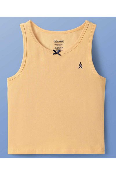 Pine kids Cotton Lycra Knit Sleeveless Logo Printed Vests Pack Of 3 - Black/Beige/White