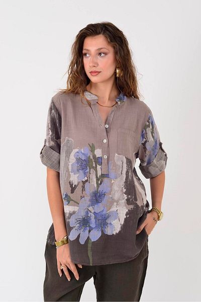 Park Moda 15455F-68 Splash Flower Pattern Shirt