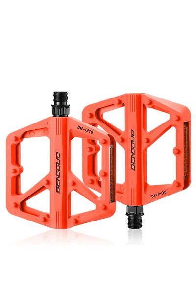 Choice Orange Double DU Bearing Ultralight Bike Pedals with Reflector Mountain Road Bike Flat Pedals Bicycl