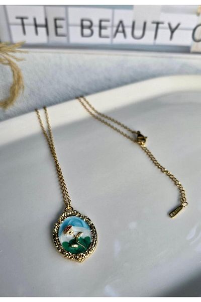 My Life Accessory Vintage Floral Patterned Enamel Steel Necklace Timeless Elegance