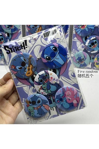 Miniso 5pcs badge 5pcs Random Disney Lilo & Stitch Bar Badge Stitch Badge Stitch Diy Decoration 44mm Brooch