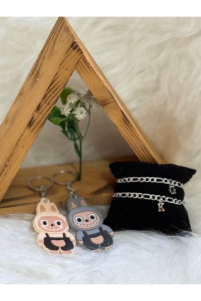 VENTİ VENTİSCA Steel Letter Bracelet, with Labubu Silicone Keychain, to the B...