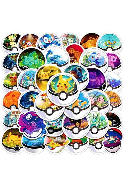 BANDAI 50PCS 50PCS Cute Cartoon Anime Pokemon Stickers Kids Toys Kawaii Poke Ball Pikachu Decals Skateboard