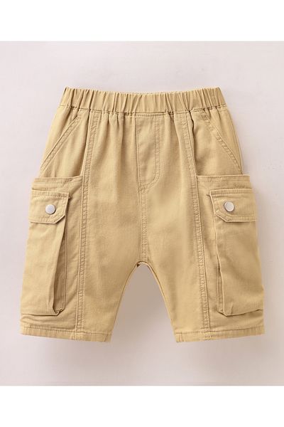 SAPS Solid Elastic Waist Shorts - Khaki