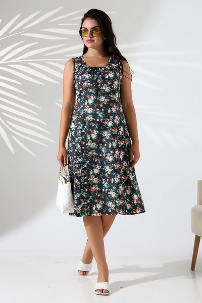 LİKAPA Sleeveless Tie Collar Combed Cotton Dress 629Pk