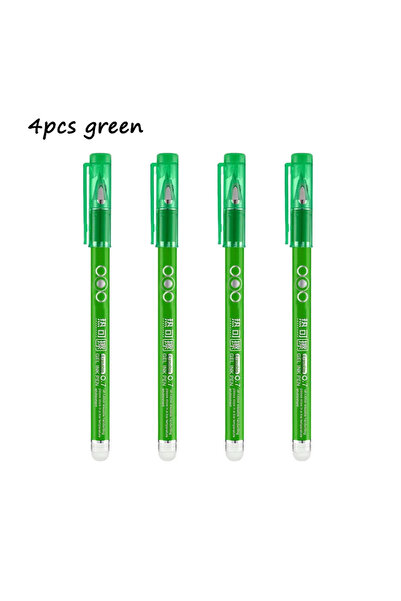 Choice 4 قطع (أخضر) 4 قطع أقلام قابلة للمسح بالحرارة 0.7 مم، رأس رصاصة، قلم ج...