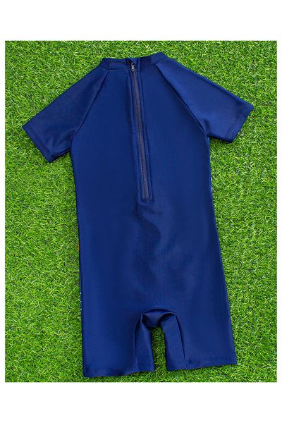 SAPS Shark Graphic Short Sleeves Legged Swimsuit - Blue