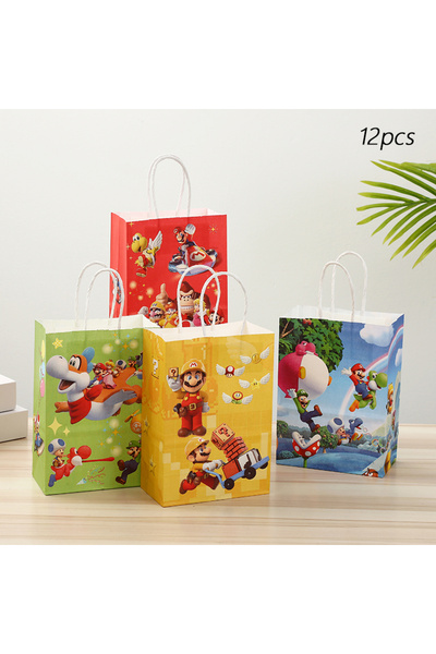 Miniso 21x15x8cm 12pcs 12pcs Super Mario Bros birthday party gift bags, Mario candy bags, candy bags, pa