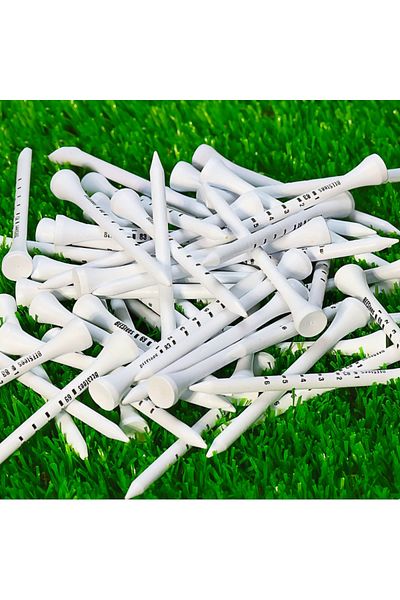 Choice 50PCs 50 Pieces woodiness Golf Degree Scale Tees 83mm Reduce Friction Side Spin Golf Tees White and