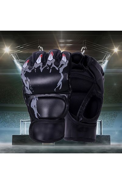 Choice Black Claw Professional Boxing Training Gloves Half Finger Leather Cushion for Adult Sanda Boxing UF