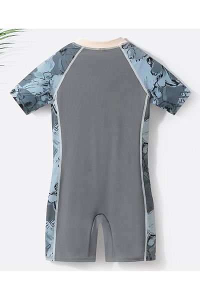 SAPS Beach Graphic Legged Swimsuit - Grey/Blue