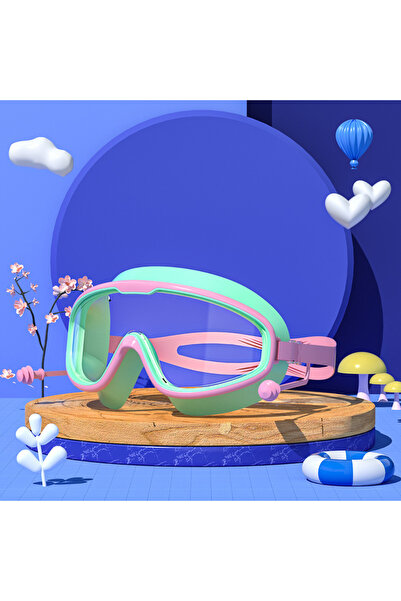 Choice نظارات سباحة مضادة للضباب باللون الوردي والأخضر للغوص برؤية واسعة وإطا...