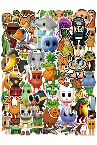 Choice army green 55pcs/Set Abstract Animal Stickers Tung Tung Sahur Italian Brainrot Animals Cartoon Decal