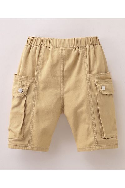 SAPS Solid Elastic Waist Shorts - Khaki