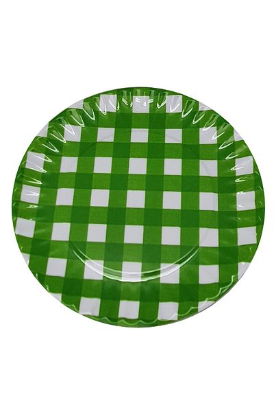 OEM Farfurie Gemma, intinsa, 26 cm, verde, carouri, 3Stx