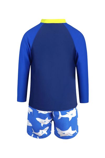 SAPS Shark Printed Swim T-Shirt and Shorts Set - Blue
