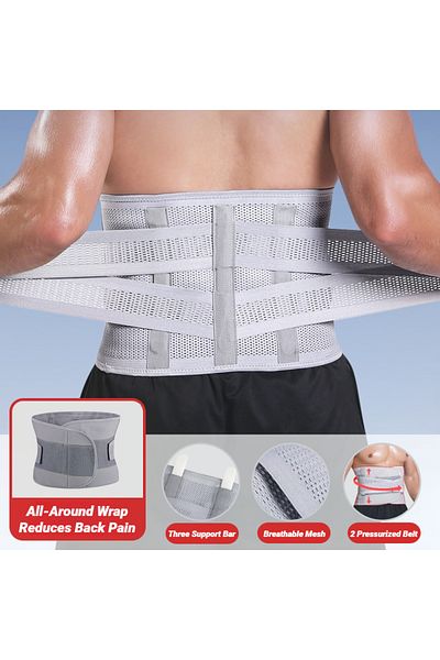 Choice L(Waist 73-93CM) Grey Adjustable Back Braces Waist Belt Men Women Lower Pain Relief Breathable Anti-