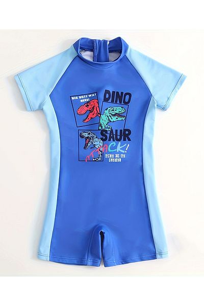 SAPS Dino Graphic Short Sleeves Legged Swimsuit - Blue