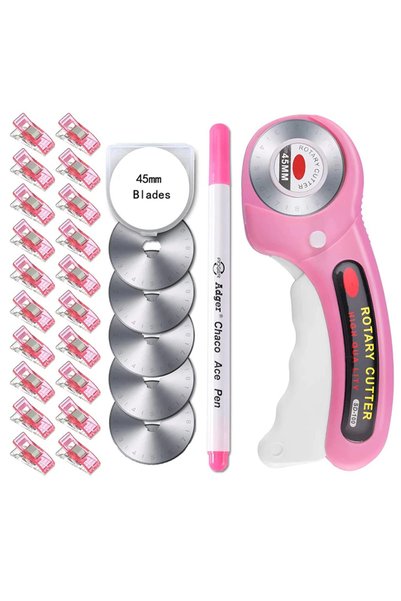Choice Pink Set 45mm Rotary Cutter Set Round Hob Craft Wheel Cutter Handle Ro...