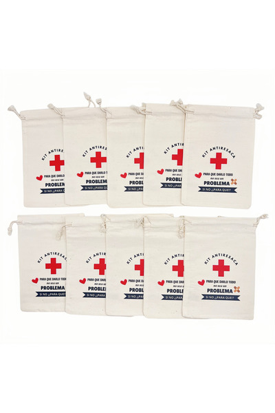 Choice 10PCS 10x15cm Beige 10PCS Spanish Kit Anti Resaca Party sobering supplies Storage bag care bag Co