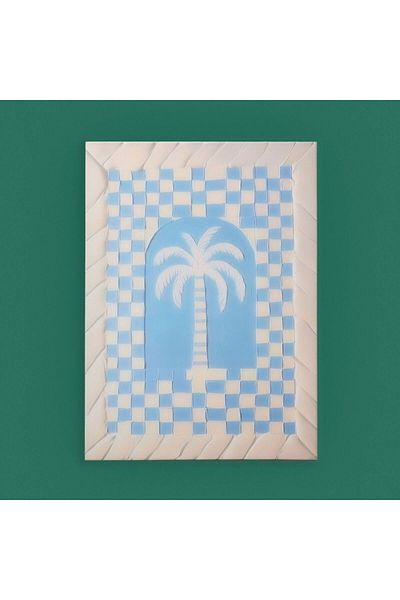 MATMEL Deco Palm Breeze Canvas Print - Blue / White - 50X70 cm