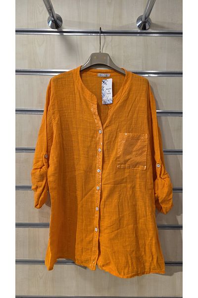 Park Moda Italian Cotton Shirt with Sequin Detail