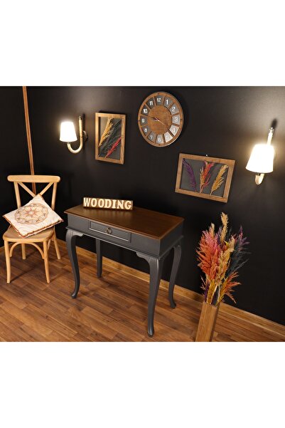 Wooding Mobilya 90 Cm Çekmeceli Masif Antrasit Ceviz Dresuar