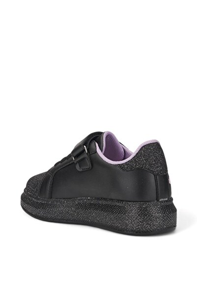 İmerShoes Daily Black Lilac Girls' Tassel Detailed Silvery Toe Rubber Laced Velcro Sports Shoes 3740