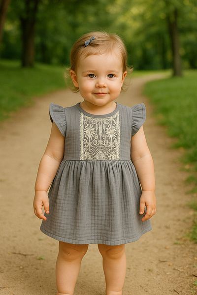 Kidaxi Kd43059.Muslin Scalloped Dress 6-9/9-12/18-24/24-36Ay