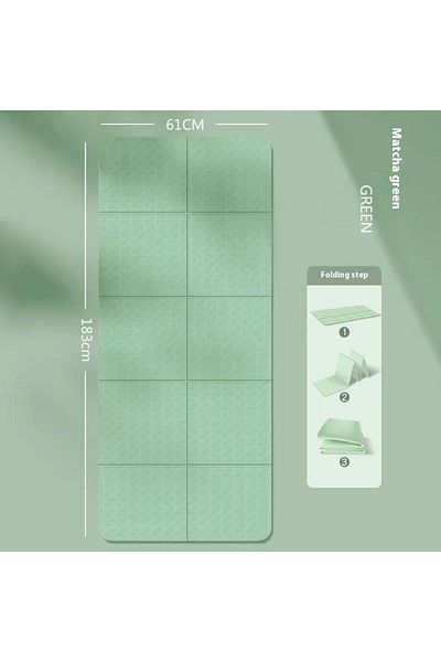 Choice green Foldable yoga mat portable thick anti slip fitness home floor mat, student nap anti slip child