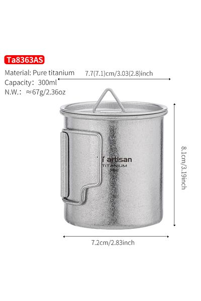 Choice 300ML Tiartisan 200ML-750ML Titanium Foldable Camping Mug Outdoor Picnic Lightweight Portable Ice Cr