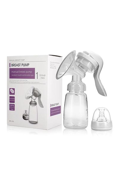 Choice WHITE Manual Breast Pump Original Manual Breast Milk Silicon PP BPA Free with Milk Bottle Nipple Fun