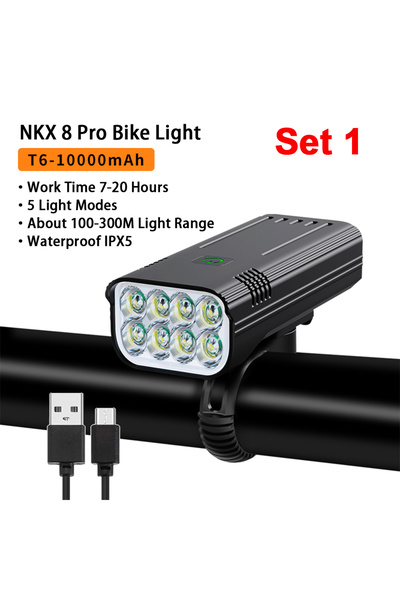 Choice5 Set 1 NATFIRE 10000mAh Bicycle Light with Battery tor USB Rechargeabl...