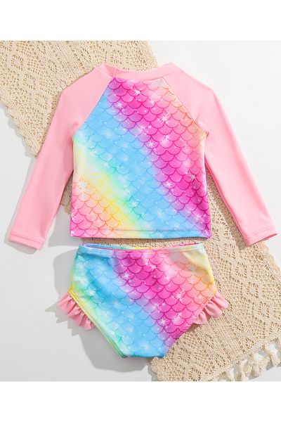 SAPS Mermaid Theme Two Piece Swimsuit - Pink/Blue