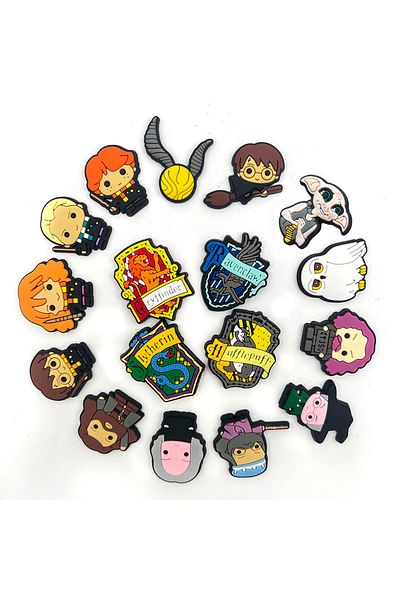 Miniso 17pcs 17pcs Anime Harries Potters Sneakers Charms Toys PVC Anime Accessories Fashion Sandals Garden
