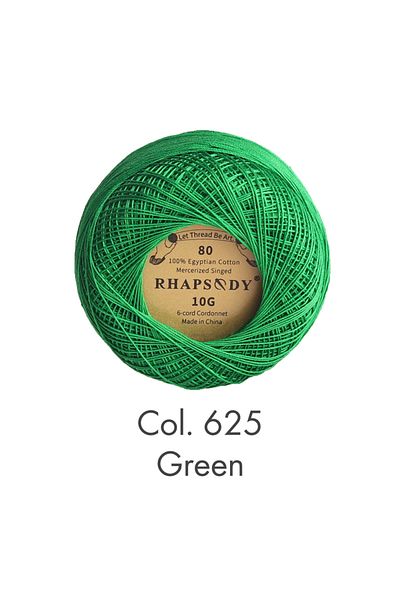 Choice 625 Green Rhapsody Premium Size 80 Cotton Crochet Thread 100% Egyptian Mercerized Singed 13 Colors 1