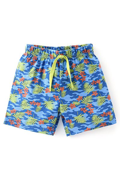 Babyhug Cotton Knit Knee Length Striped Shorts Tropical Camo Print Pack of 3 - Multicolour