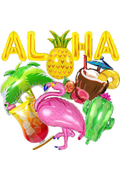 Choice ديكورات حفلات هاواي الزمردية الأخرى، بالونات ألوها، بالونات أشجار النخ...