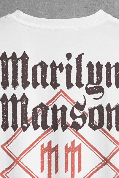 Kendim Seçtim Λευκό μπλουζάκι υπερμεγέθη Marilyn Manson Logo Rock Metal Music Μπλουζάκι με στάμπα
