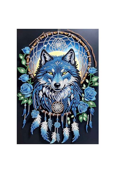 Choice 30*40cm Blue Wolf Special Shape Diamond Art Painting Kits for Adults,Blue Wolf DIY Crystal Rhineston