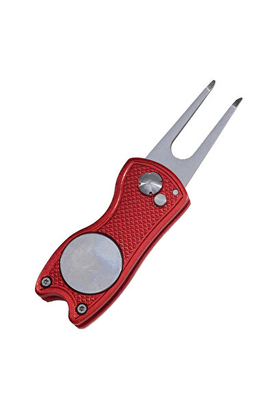 Choice أداة إصلاح أرضية ملعب الجولف القابلة للطي باللون الأحمر مع أداة تنظيف ...