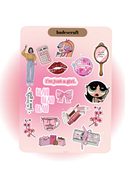badescraft Just Girl Sticker- Etiket- Kızlar Moods Sticker- Ajanda Defter Bul...