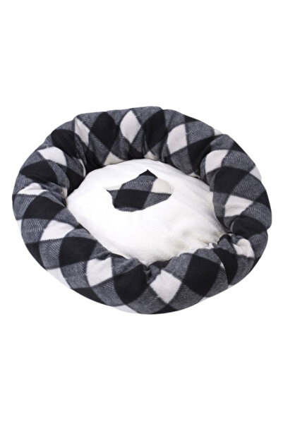 OEM Cat bed, black and white checkered, Ø47x12cm