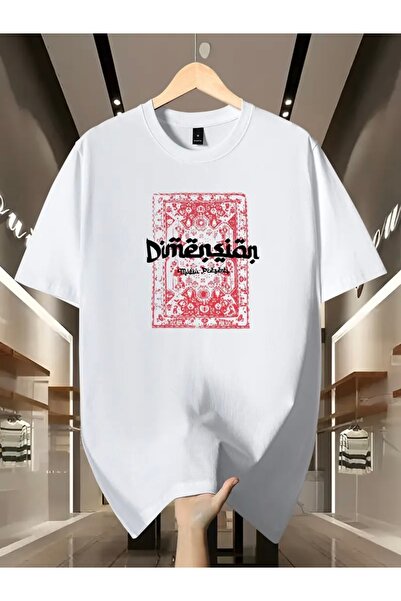 FUFLUNS تي شيرت برقبة دائرية كبيرة الحجم مطبوع من الأمام