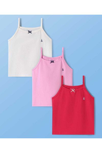 Pine kids Cotton Solid Slips - (Pack of 3) - White, Pink, & Red