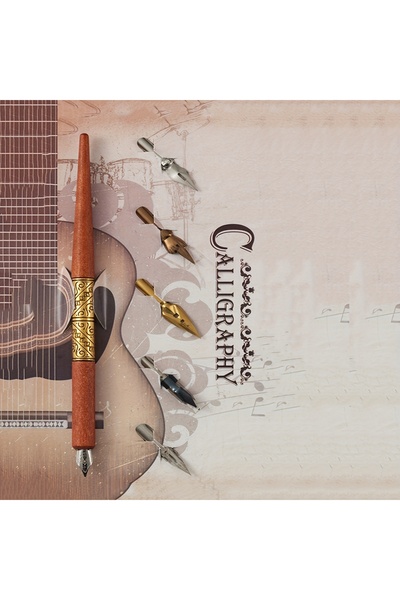 Choice قلم كتابة كريستالي بمقبض خشبي، قلم خط عتيق، قطعتين، لون القهوة