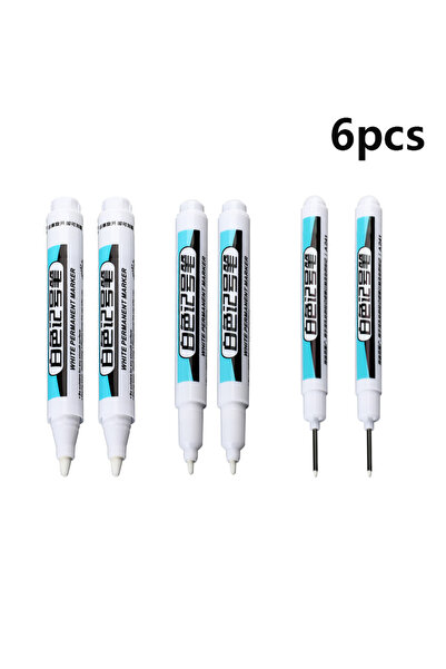 Choice أبيض 6 قطع من أقلام التحديد البيضاء ذات الطرف الدقيق ذات القاعدة الزيت...