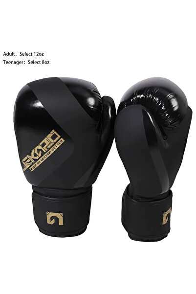 Choice قفازات تدريب ملاكمة احترافية سوداء للبالغين 8 أونصة 12 أونصة قفازات ملاكمة مرنة من البولي يوريثان مواي تاي ساندا F